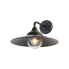 Golden 5096-OWL15 BLK-BLK-WB - Yep by Golden Lighting Croma 1-light Wall Sconce in Matte Black shade and White Bell Glass